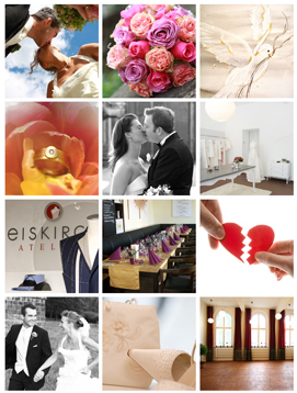 Verliebt Ausstellung mit Brautkleid, Hochzeitskleider und Brautmode, passendes Brautzubehör wie Brauttasche, Hochzeitsfotografie, Schmuckdesign